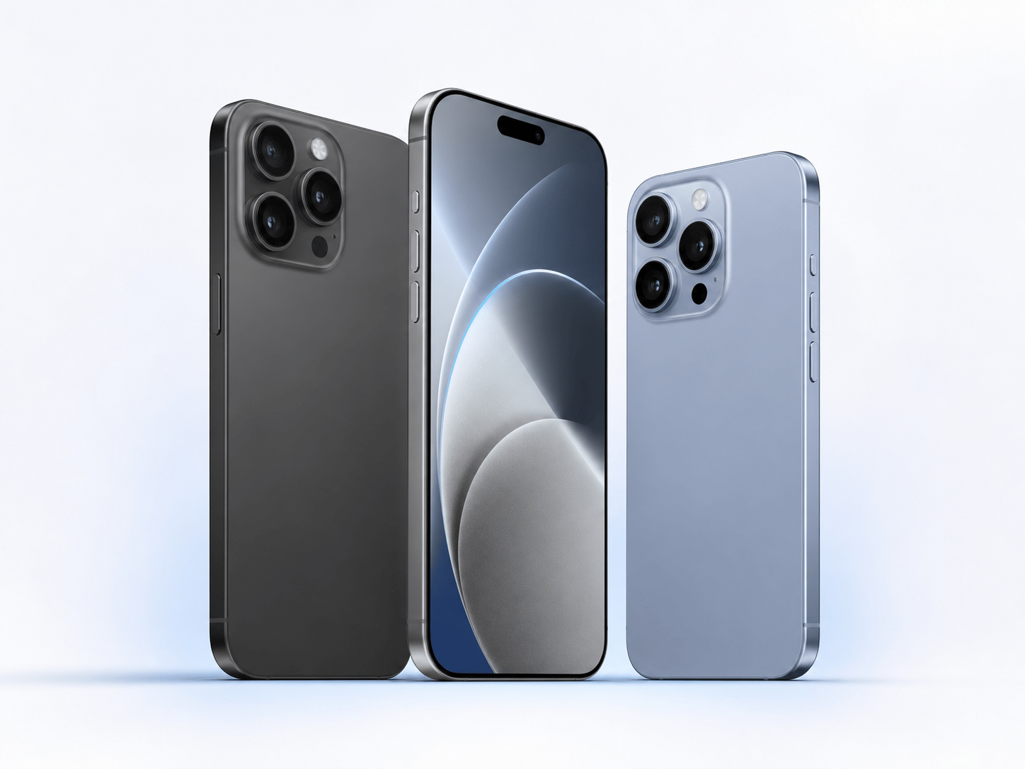 Composição ilustrativa de três smartphones